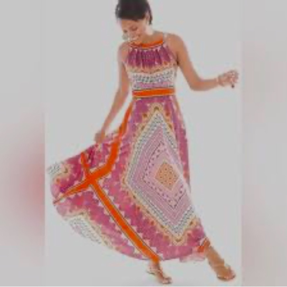 Gorgeous Chico’s maxi dress w/ vibrant colorful patterns
